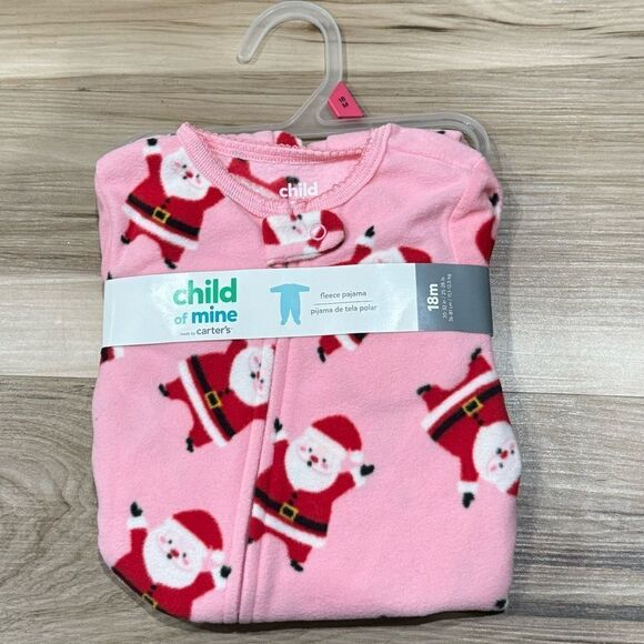 NEW Child of Mine Santa One Piece Fleece Pajamas Girls 18 Month - Picture 1 of 1
